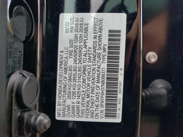 2022 HONDA PILOT SPOR 5FNYF6H37NB088377