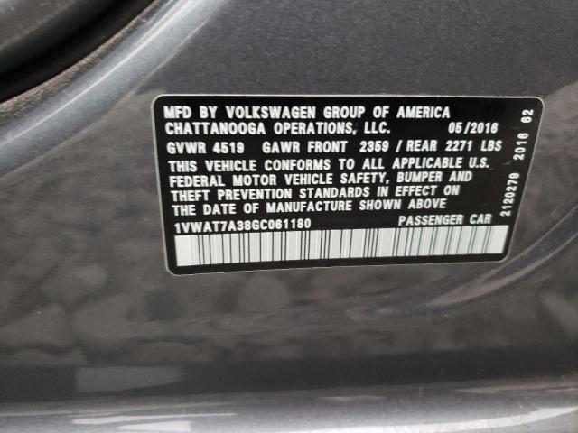 2016 VOLKSWAGEN 2S 1VWAT7A38GC061180