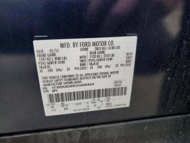 1FM5K8D89GGA06424 Ford EXPLORER XLT