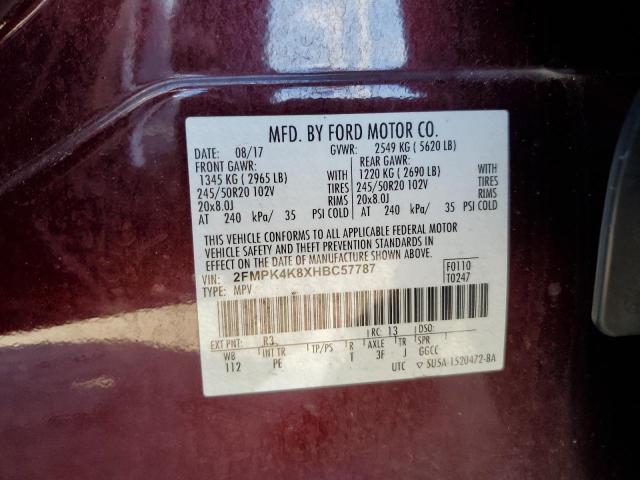 2FMPK4K8XHBC57787 2017 FORD EDGE, photo no. 12