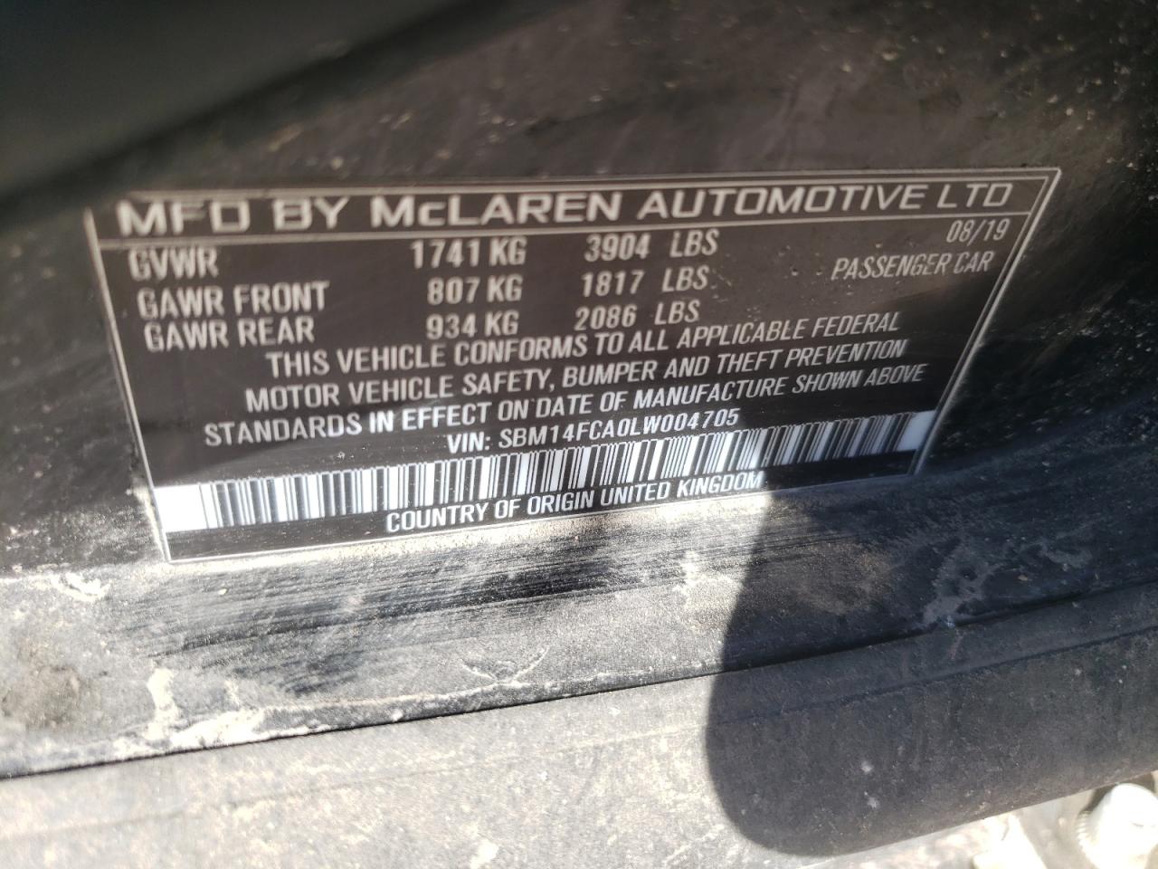 SBM14FCA0LW004705 2020 Mclaren Automotive 720S