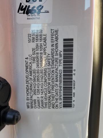 5FNYF6H81NB096423 Honda Pilot Trailsport
