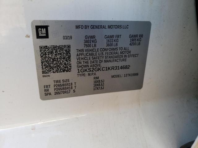 1GKS2GKC1KR314682 GMC Yukon Xl K1500 Slt