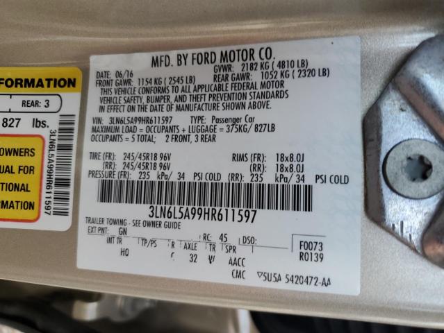 2017 LINCOLN MKZ PREMIE 3LN6L5A99HR611597