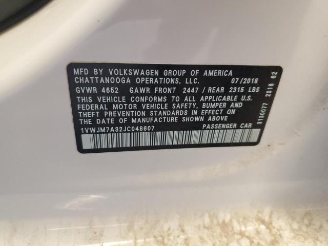 2018 VOLKSWAGEN PASSAT GT 1VWJM7A32JC048607