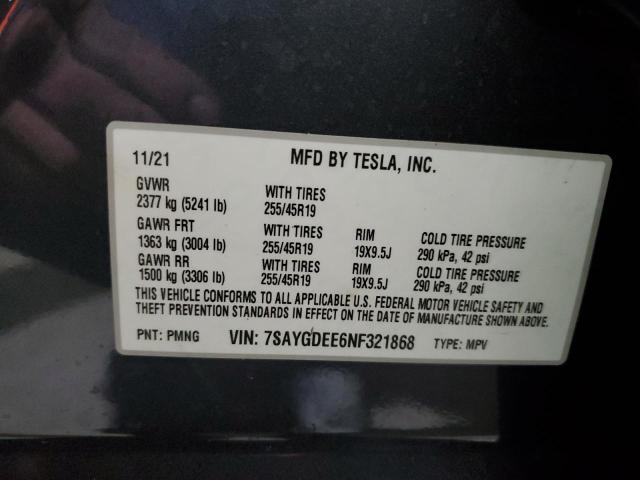 7SAYGDEE6NF321868 Tesla Model Y