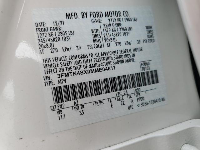 3FMTK4SX0MME04617 Ford Mustang Mach-e Gt