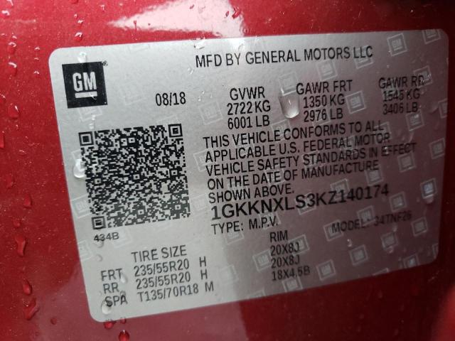 1GKKNXLS3KZ140174 | 2019 GMC ACADIA DEN