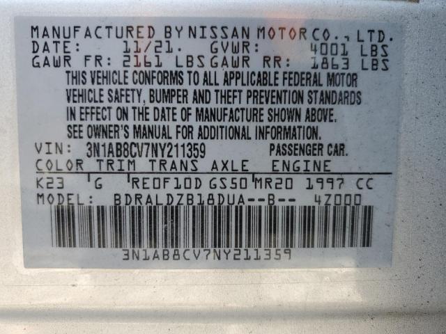 3N1AB8CV7NY211359 | 2022 NISSAN SENTRA SV