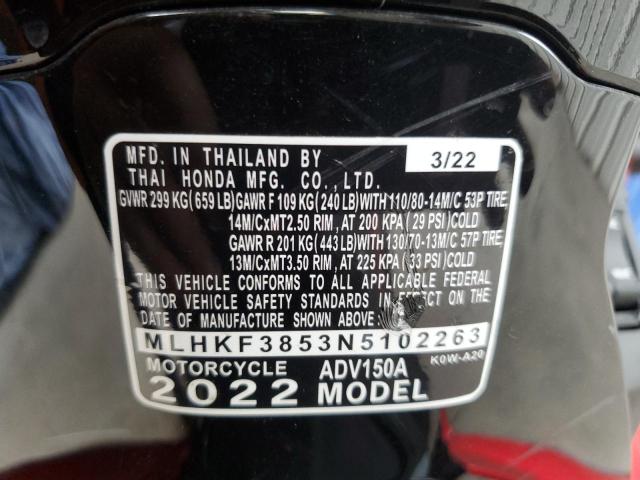2022 HONDA ADV150 A MLHKF3853N5102263