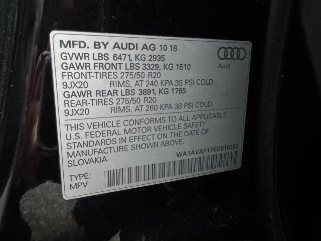 2019 AUDI Q8 PREMIUM - WA1AVAF17KD010252