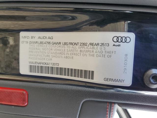 WAUENAF40KA112072 Audi A4 PREMIUM 12