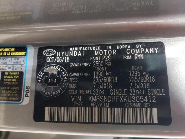2019 HYUNDAI SANTA FE X - KM8SNDHFXKU305412