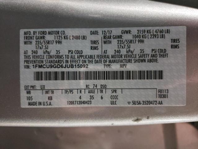 2018 FORD ESCAPE SE - 1FMCU9GD6JUB15092