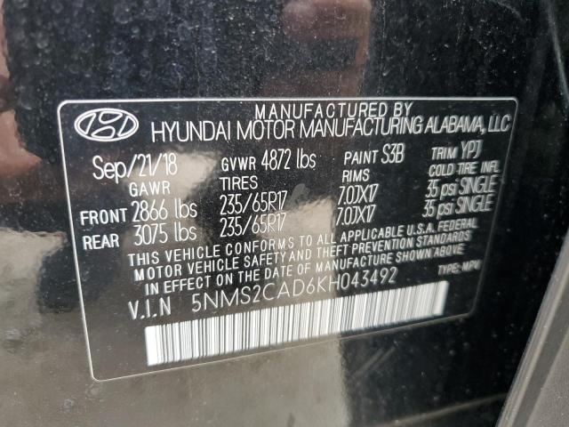 5NMS2CAD6KH043492 Hyundai Santa Fe Se