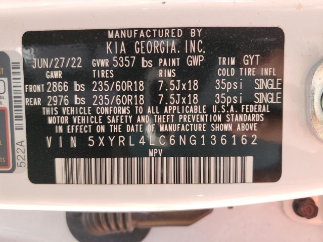 5XYRL4LC6NG136162 KIA SORENTO S