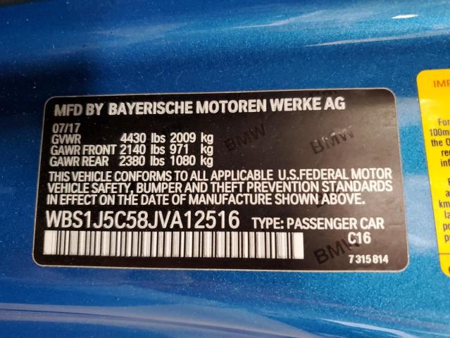 VIN WBS1J5C58JVA12516 2018 BMW M2 no.12