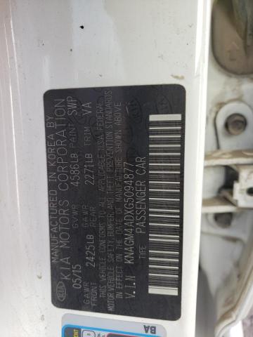 KNAGM4ADXG5094877 KIA OPTIMA HYBRID