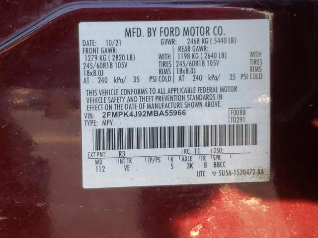 2FMPK4J92MBA55966 Ford EDGE SEL