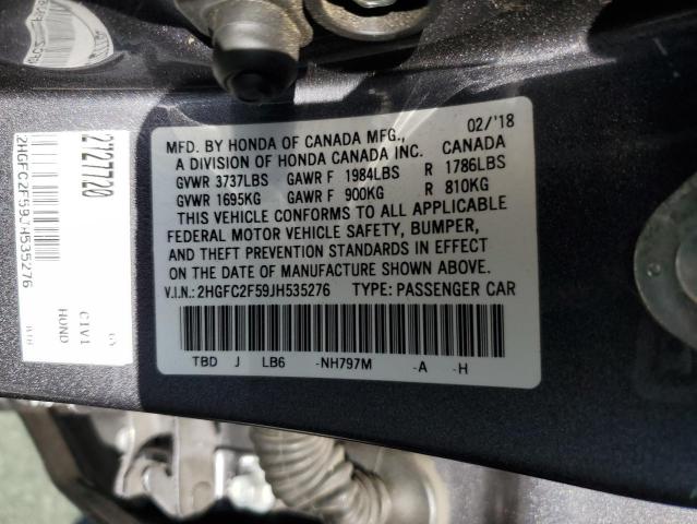 2HGFC2F59JH535276 | 2018 HONDA CIVIC LX