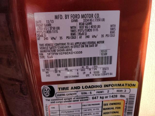 1FTFW1EF6EKD13335 Ford F150 Supercrew