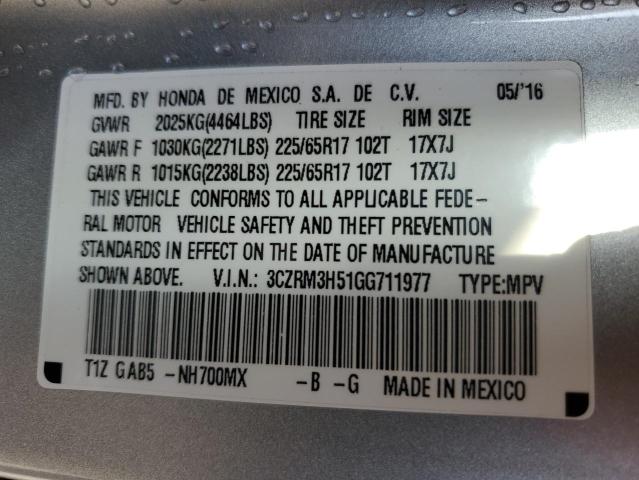 2016 HONDA HOND 3CZRM3H51GG711977