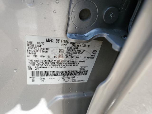 2013 Ford Edge Sel VIN: 2FMDK4JC7DBA59638 Lot: 69624943