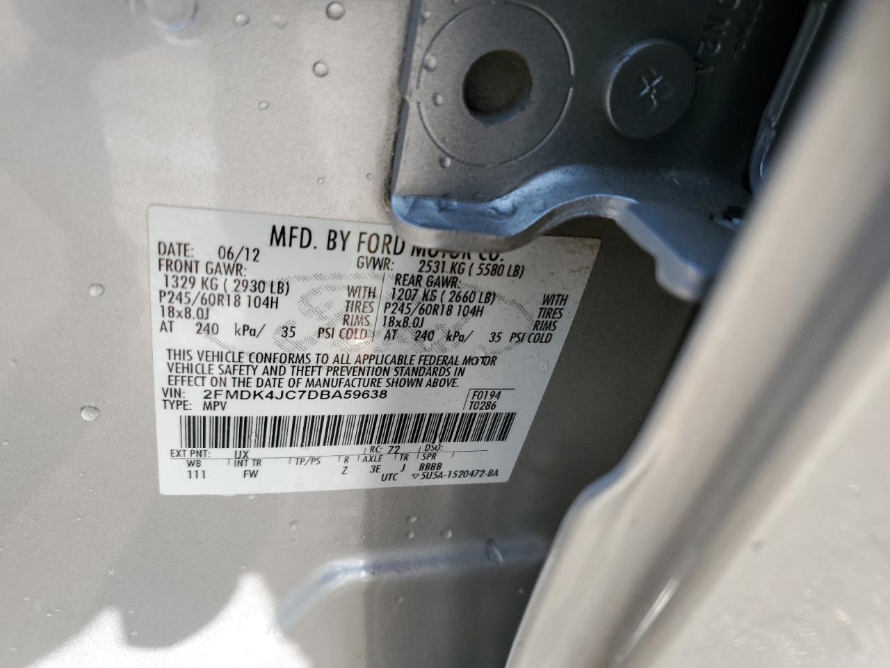 2FMDK4JC7DBA59638 2013 Ford Edge Sel