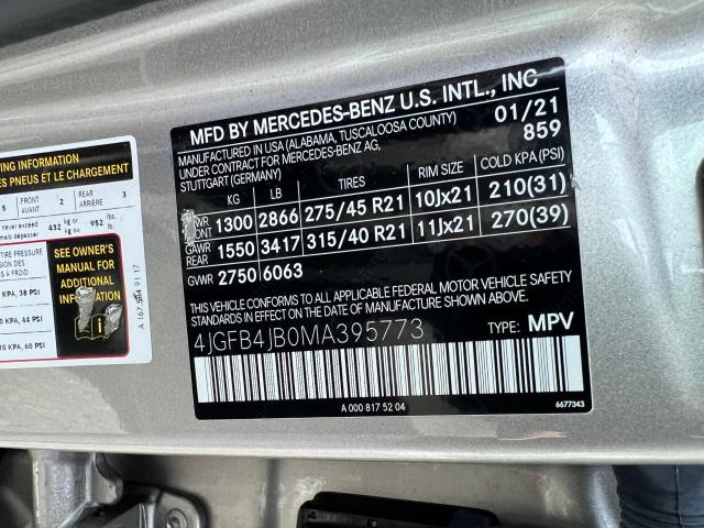 4JGFB4JB0MA395773 2021 MERCEDES-BENZ GLE-CLASS, photo no. 10