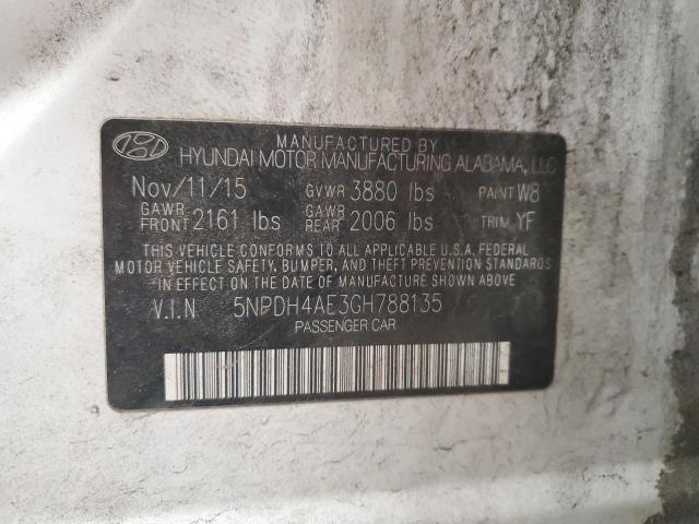 5NPDH4AE3GH788135 Hyundai ELANTRA SE