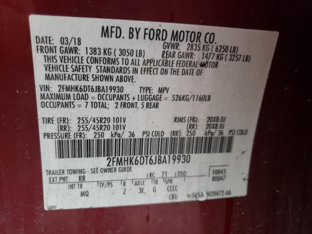 2FMHK6DT6JBA19930 | 2018 FORD FLEX LIMIT