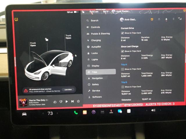 5YJ3E1EB0NF331457 Tesla MODEL 3