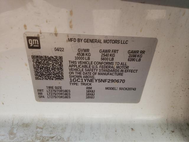 2022 CHEVROLET 2500 1GC1YNEY5NF290670