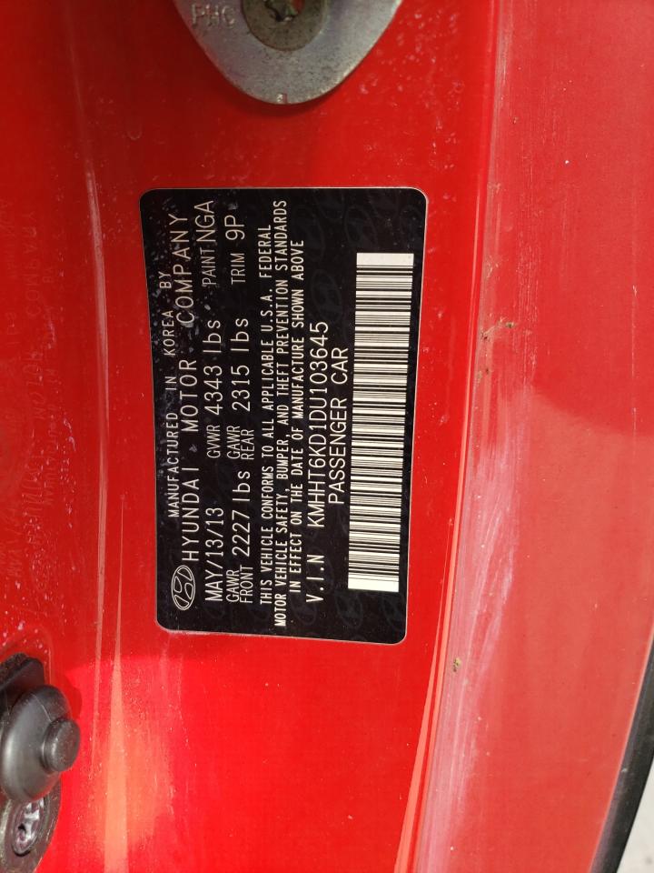 KMHHT6KD1DU****** Wrecked 2013 Hyundai Genesis in Alabama State