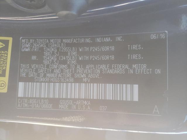 5TDKKRFH0GS163498 Toyota Highlander Xle