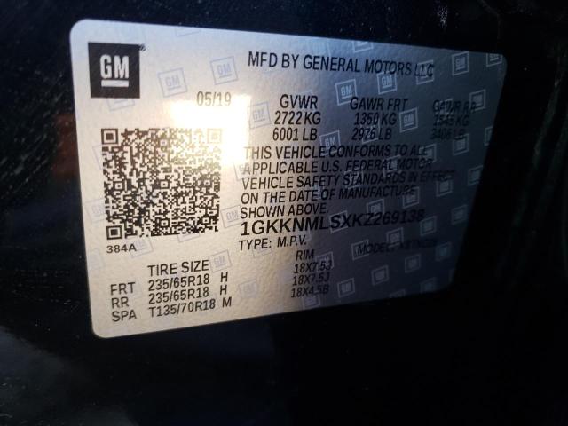 1GKKNMLSXKZ269138 GMC Acadia Slt-1