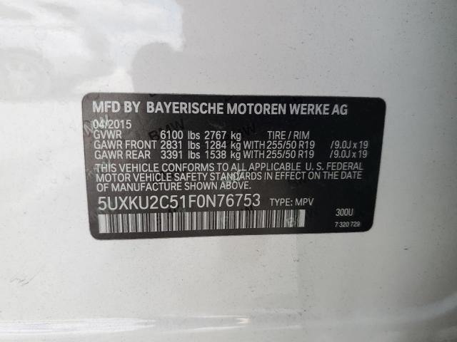 VIN 5UXKU2C51F0N76753 2015 BMW X6, Xdrive35I no.14