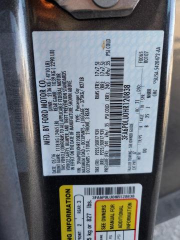 3FA6P0LU0HR120838 Ford Fusion Se Hybrid