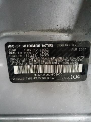 ML32F3FJ6JHF02870 Mitsubishi Mirage G4 Es