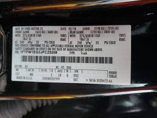 1FTFW1EG3JFC25208 Ford F150 Supercrew