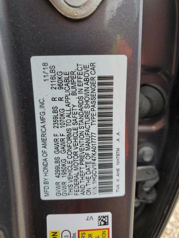 2019 HONDA ACCORD EX - 1HGCV1F47KA017777