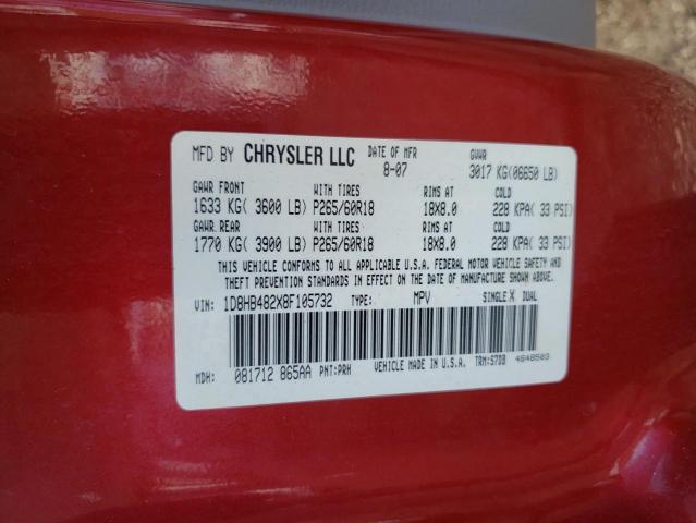 1D8HB482X8F105732 2008 Dodge Durango Slt
