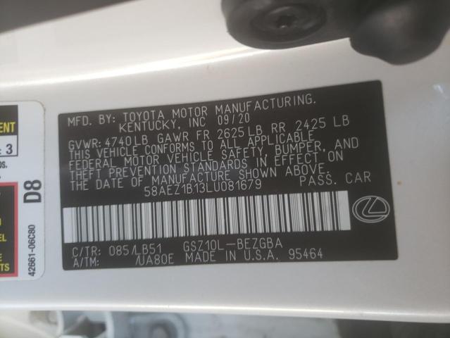 2020 LEXUS ES 350 LUX 58AEZ1B13LU081679