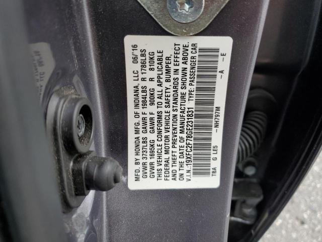 19XFC2F78GE231831 | 2016 HONDA CIVIC EX