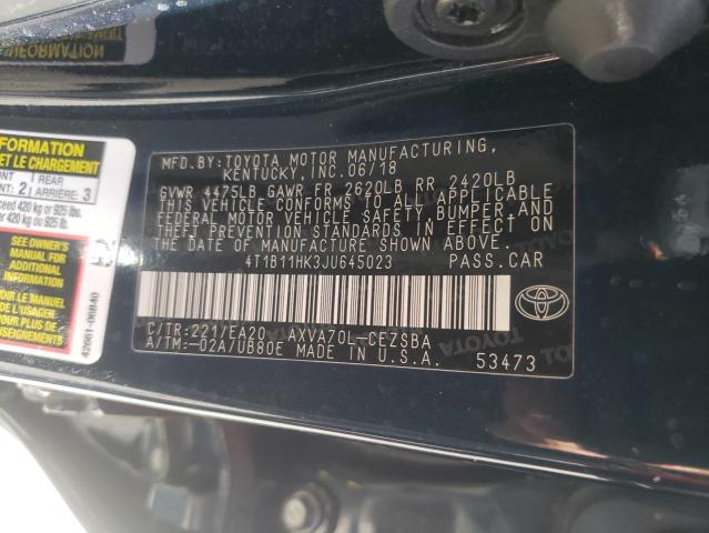 VIN 4T1B11HK3JU645023 2018 TOYOTA CAMRY no.12