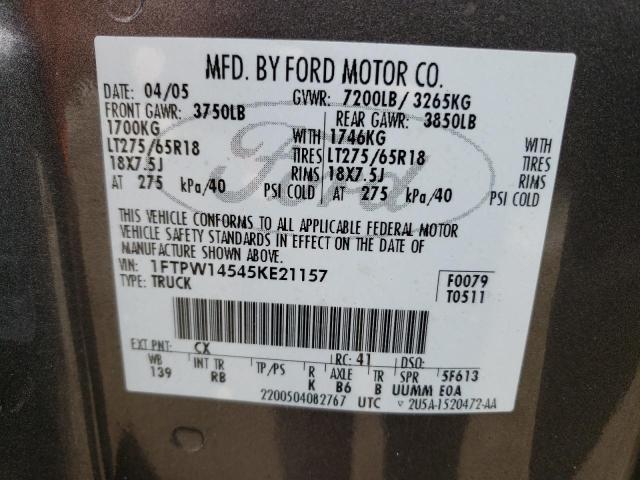 1FTPW14545KE21157 2005 Ford F150 Supercrew