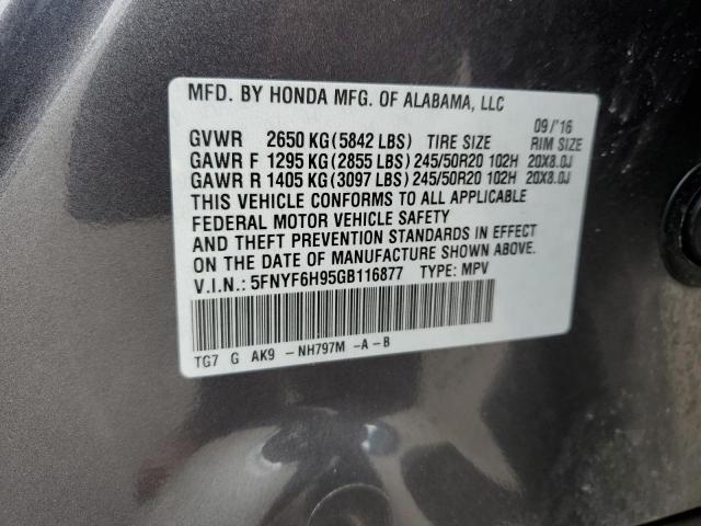 5FNYF6H95GB116877 Honda Pilot Touring