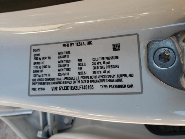 5YJ3E1EA2LF745165 Tesla MODEL 3