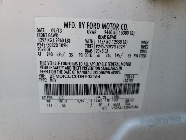 2FMDK3JC0DBE02154 | 2013 Ford edge sel