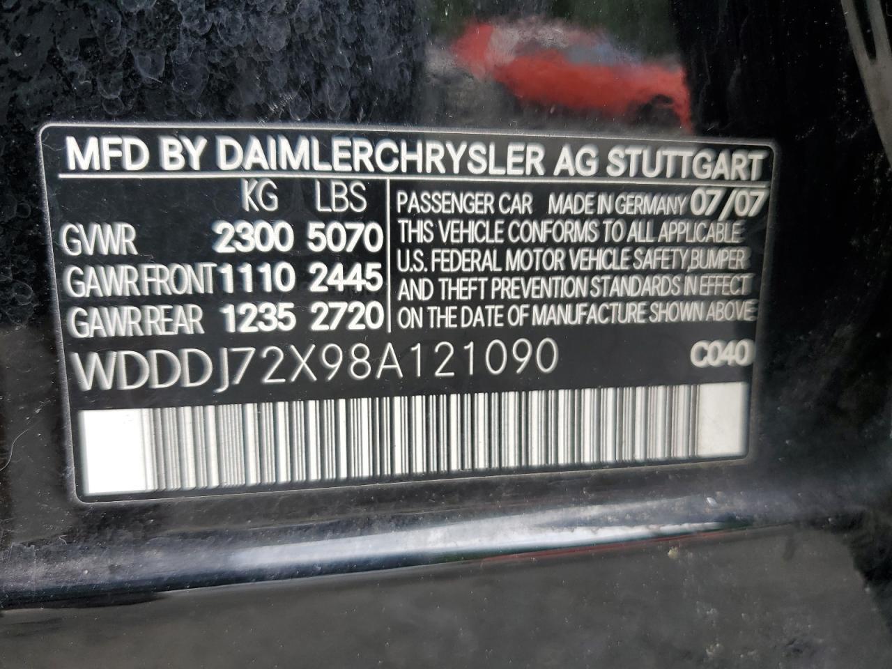 wdddj72x98a121090 WDDDJ72X98A121090 2008 Mercedes-Benz Cls 550